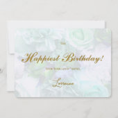 Pale Teal Rose Secret Gardens Birthday Card 招待状 (裏面)