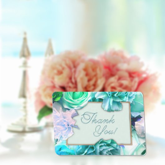 Pale Teal Rose Thank You Card サンキューカード