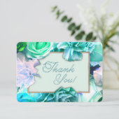 Pale Teal Rose Thank You Card サンキューカード (スタンド正面)