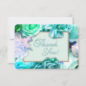 Pale Teal Rose Thank You Card サンキューカード (正面)