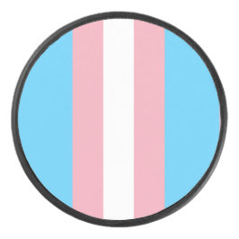 pale trans flag on hockey puck アイスホッケーパック
