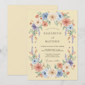 Pale Yellow Airy Meadow Wedding 招待状 (正面/裏面)