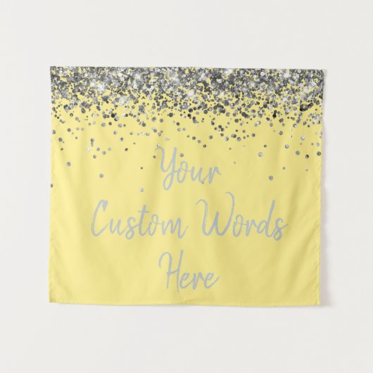 Pale Yellow and Silver Birthday Party Photo Booth タペストリー (正面(横))