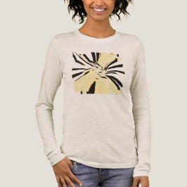 Pale Yellow Black Swirling Abstract Floral Pop Art トライブレンドTシャツ