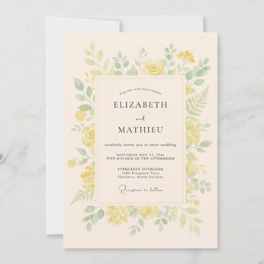 Pale Yellow Breezy Spring Wedding 招待状 (正面)
