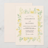 Pale Yellow Breezy Spring Wedding 招待状 (正面/裏面)