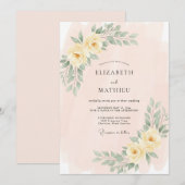 Pale Yellow Dainty Spring Wedding 招待状 (正面/裏面)