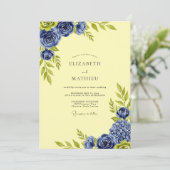 Pale Yellow Elegant Botanical Summer Wedding 招待状 (スタンド正面)