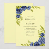 Pale Yellow Elegant Botanical Summer Wedding 招待状 (正面/裏面)