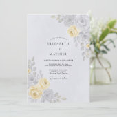 Pale Yellow Gentle Botanical Wedding 招待状 (スタンド正面)