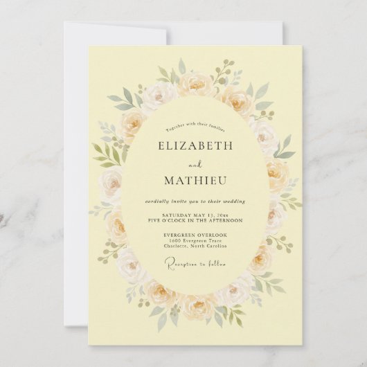 Pale Yellow Graceful Meadow Wedding 招待状 (正面)