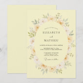 Pale Yellow Graceful Meadow Wedding 招待状 (正面/裏面)