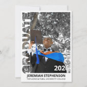 Pale Yellow Graduate Class 2026 Photo Graduation 招待状 (正面)