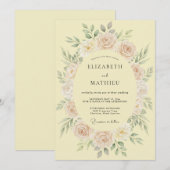 Pale Yellow Lavish Spring Wedding 招待状 (正面/裏面)