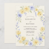Pale Yellow Luminous Spring Wedding 招待状 (正面/裏面)