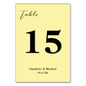 Pale Yellow Minimalist Wedding テーブルナンバー (正面)
