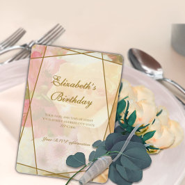 Pale Yellow Rose Birthday Invitation Card サンキューカード