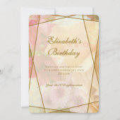 Pale Yellow Rose Birthday Invitation Card サンキューカード (正面)