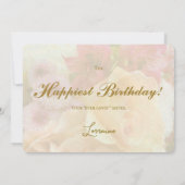 Pale Yellow Rose Secret Gardens Birthday Card 招待状 (裏面)