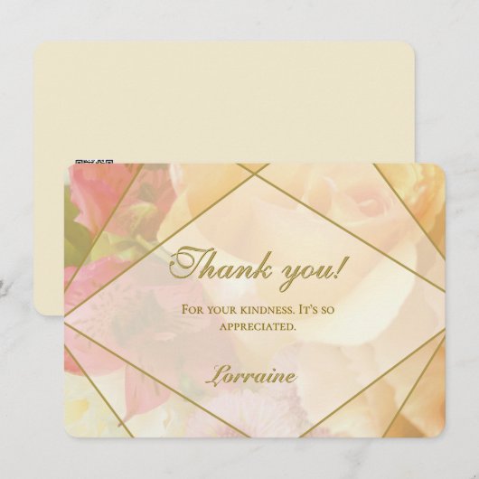 Pale Yellow Rose Thank You Card サンキューカード (正面/裏面)