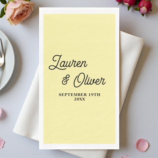 Pale Yellow Script Minimalist Wedding
