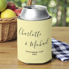 Pale Yellow Script Minimalist Wedding 缶クーラー