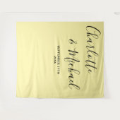 Pale Yellow Script Minimalist Wedding Backdrop タペストリー (正面(横))