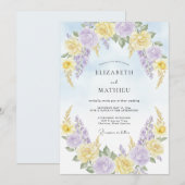 Pale Yellow Serene Springtime Wedding 招待状 (正面/裏面)