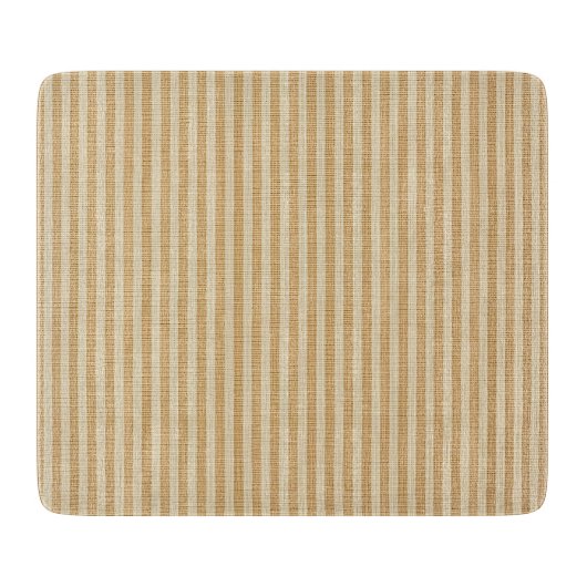 Pale Yellow Stripes Threaded Fabric Pattern カッティングボード (正面)