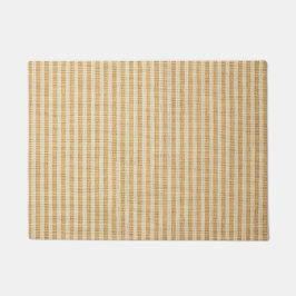 Pale Yellow Stripes Threaded Fabric Pattern ドアマット