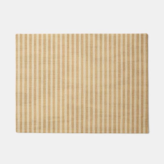 Pale Yellow Stripes Threaded Fabric Pattern ドアマット (正面)