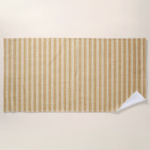 Pale Yellow Stripes Threaded Fabric Pattern ビーチタオル (正面)