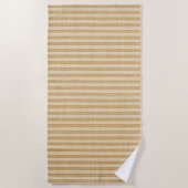 Pale Yellow Stripes Threaded Fabric Pattern ビーチタオル (正面)