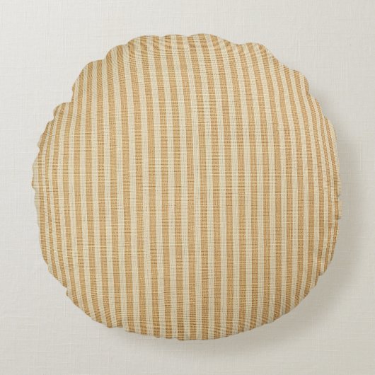 Pale Yellow Stripes Threaded Fabric Pattern ラウンドクッション (正面)