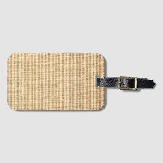 Pale Yellow Stripes Threaded Fabric Pattern ラゲッジタグ (正面横)