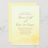 Pale Yellow Watercolor Ombre Painting Wedding 招待状 (正面/裏面)