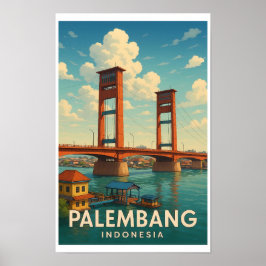Palembang Indonesia Vintage Travel Poster  ポスター