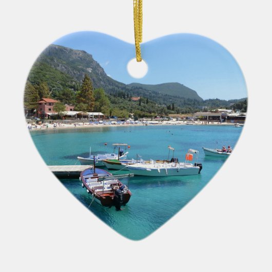 Paleokastritsaのビーチ、コルフ島 セラミックオーナメント (正面)