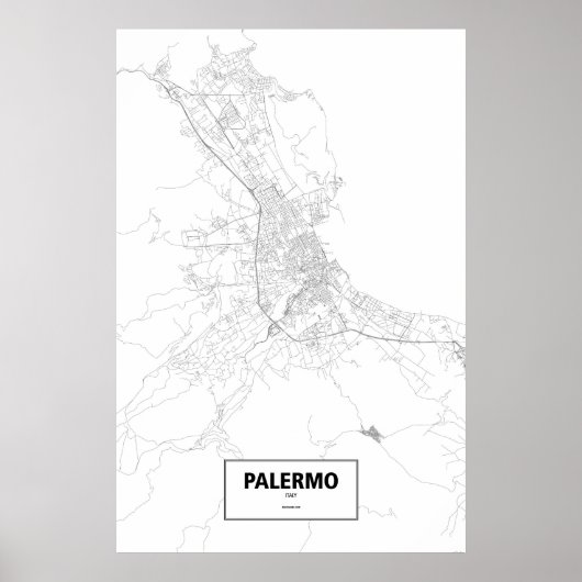 Palermo, Italy (白地に黒) ポスター (正面)
