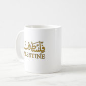PALESTINE文字(英語とアラビア語) コーヒーマグカップ (正面左)