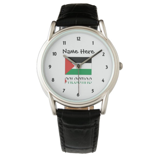 Palestine and Palestinian Flag with Your Name 腕時計 (正面)