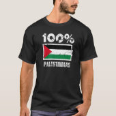 Palestine Flag Support 100 Palestinians Battery Po Tシャツ (正面)