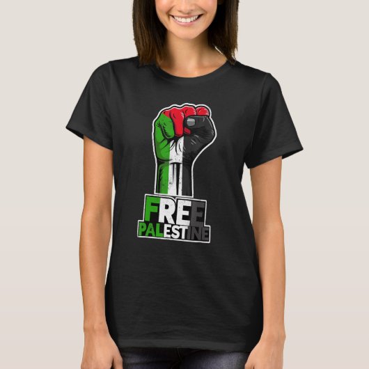 Palestine  Palestine Flag  Palestinian fist  Free  Tシャツ (正面)