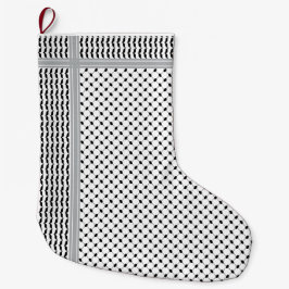 Palestinian Black & White Keffiyeh Stocking ラージクリスマスストッキング