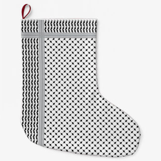 Palestinian Black & White Keffiyeh Stocking ラージクリスマスストッキング