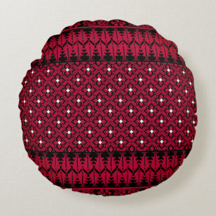 Palestinian Tatreez Embroidery Art Printed Design ラウンドクッション