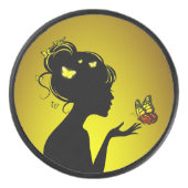 Palet De Hockey La femme papillons jaunes アイスホッケーパック (正面)