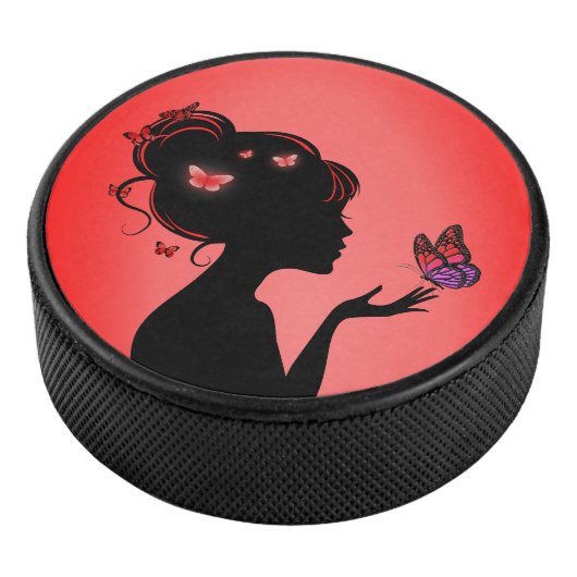 Palet De Hockey La femme papillons rouges アイスホッケーパック (3/4)
