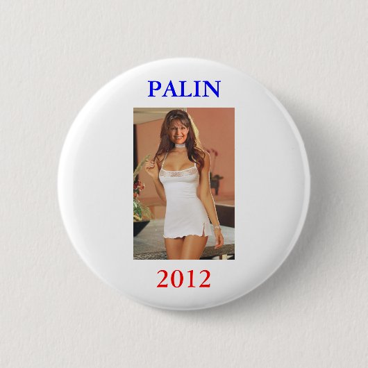 Palin 2012ボタン(反オバマ)のPalinのおもしろいなTシャツ 缶バッジ (正面)