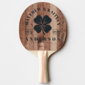 Pallet Wood Board Irish Lucky Clover Wedding Crest 卓球ラケット (裏面)